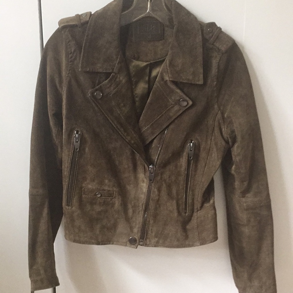 Sage green suede Moto style jacket